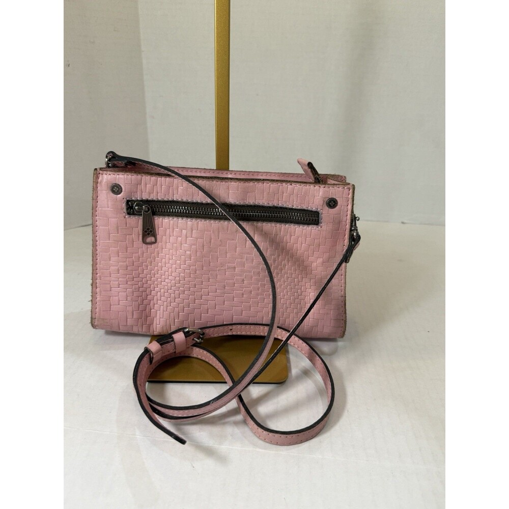PATRICIA NASH TURATI WOVEN LEATHER CROSSBODY BAG PURSE PINK WOVEN EMBOSSED